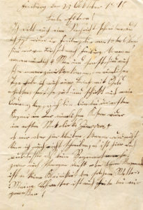 Exemplarisches Dokument in alter Schrift, Brief eines jungen Simonswälders vom 23.10.1870 in Freiburg an seine Eltern